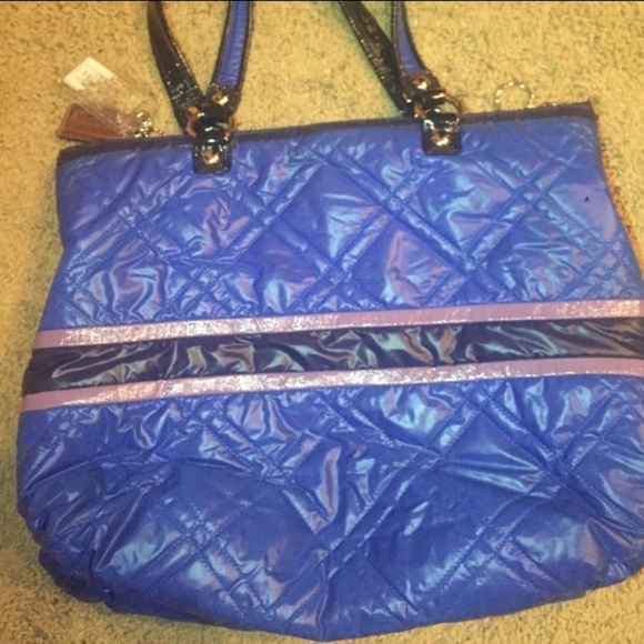 Coach Glam Ski Bunny Blue Tote matching Wrislet - Picture 2 of 8